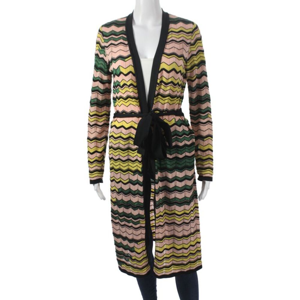 Missoni Women Black Zigzag V-Neck Long Sleeve Cardigan Size M
